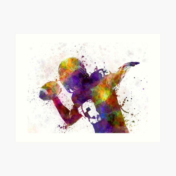 american football player quarterback passing portrait Art Print