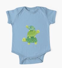 Cute Turtle Stack in Teal, Lime Green and Turquoise One Piece - Short Sleeve
