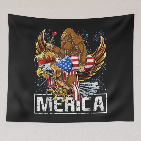 Item preview, Bigfoot riding Eagle American Flag Fireworks 4th Of July designed and sold by bar4o3fm.