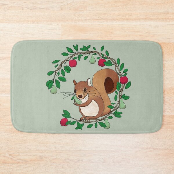 Item preview, Cottagecore Squirrel Eating Pears and Apples Embroidery style wreath designed and sold by Good-Find.