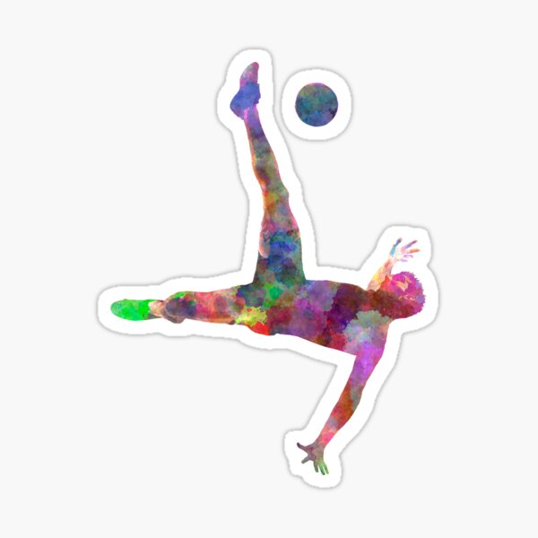 man soccer football player flying kicking Sticker