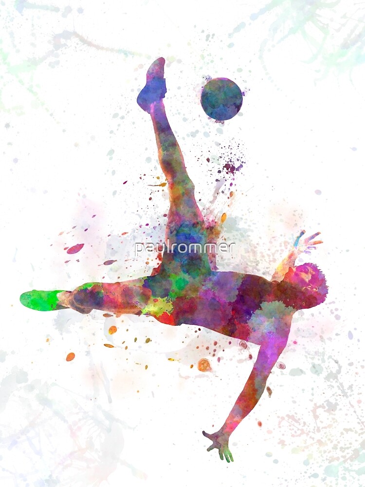 man soccer football player flying kicking by paulrommer