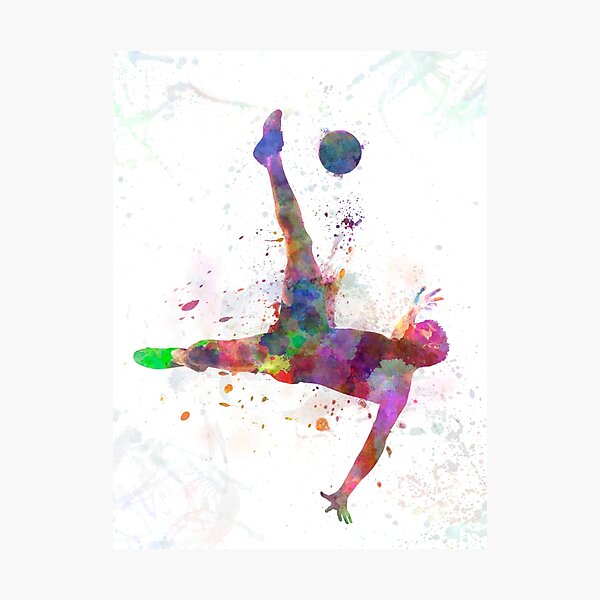 Item preview, man soccer football player flying kicking designed and sold by paulrommer.