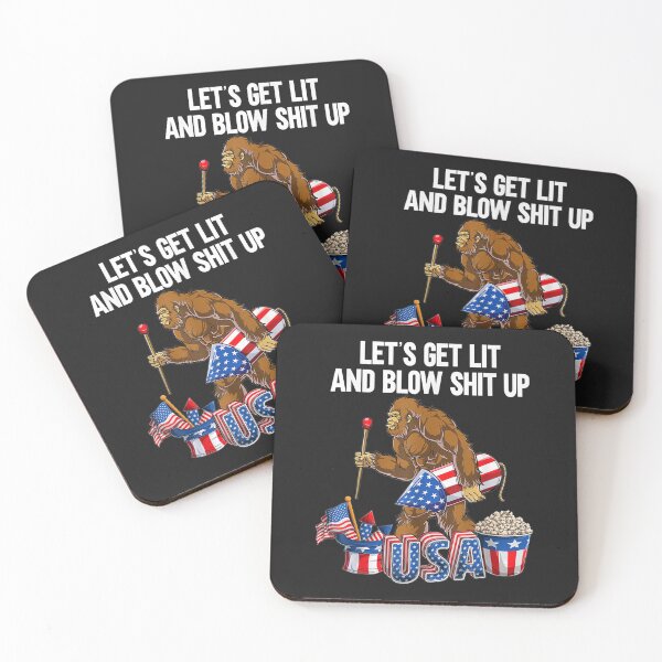 Item preview, Funny Fourth of July 4th Lets get lit and blow bigfoot fire designed and sold by bar4o3fm.