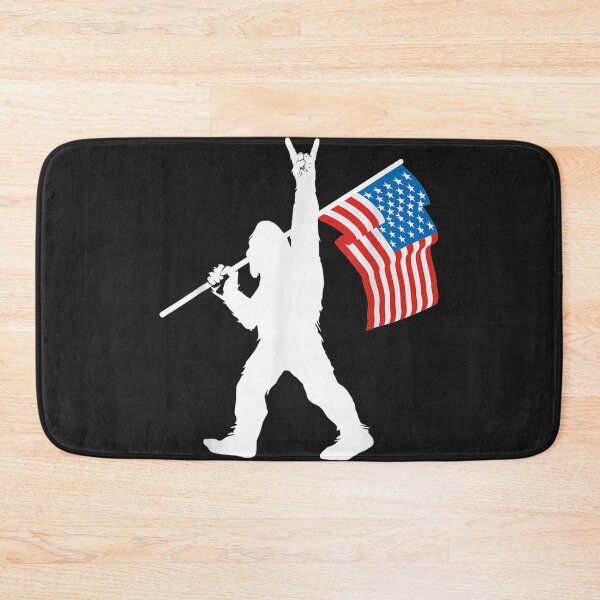 Item preview, Funny Sasquatch Rock and Roll USA Flag for Bigfoot Believers designed and sold by bar4o3fm.