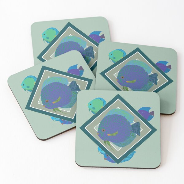 Item preview, Blue Fish with Geometric Shapes designed and sold by penwah.