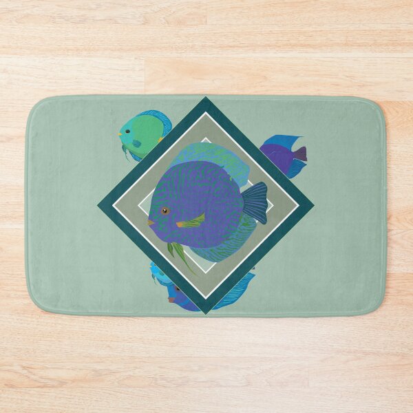 Item preview, Blue Fish with Geometric Shapes designed and sold by penwah.