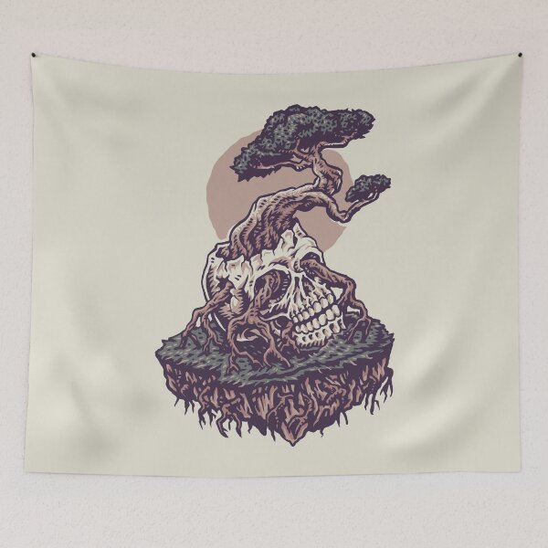 Item preview, Bonsai Growing from Human Skull Hand Drawn Line Style with Digital Color designed and sold by Peekonet.