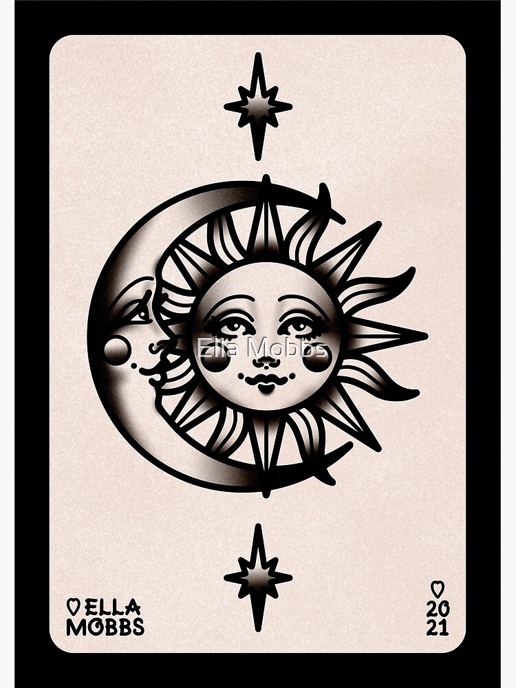 Traditional Sun And Moon Tattoo
