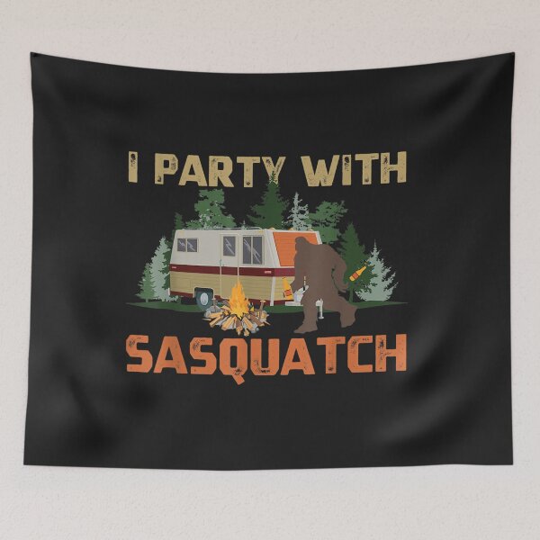 Item preview, I Party With Sasquatch Bigfoot Camping Vintage Funny Camper designed and sold by bar4o3fm.