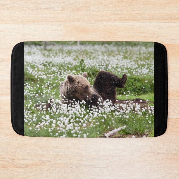Item preview, Yoga time. Hare's-tail cottongrass and Brown bear 32 designed and sold by Jouko Lehto Photography.