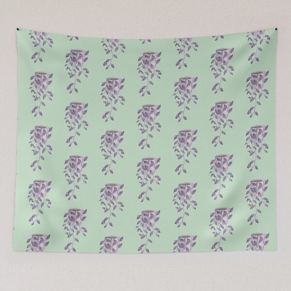 Item preview, Tradescantia Zebrina Hanging Plant Hand Drawn in Watercolor and Ink designed and sold by MyQueendom.