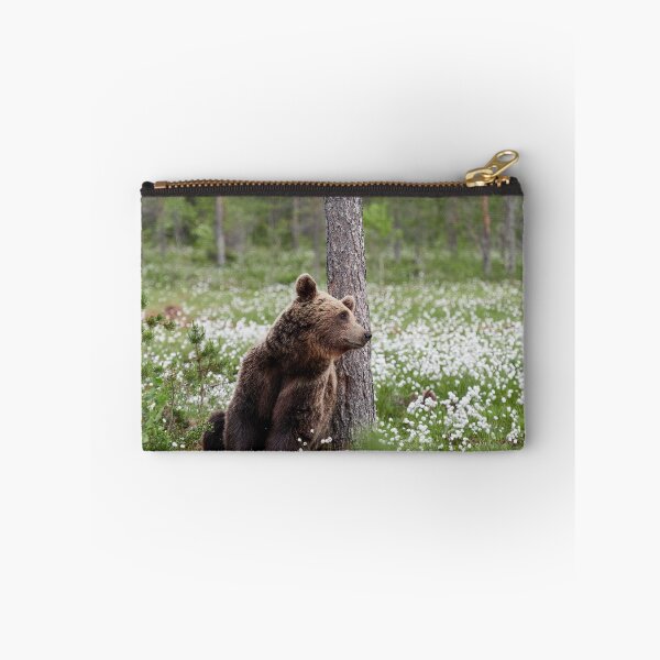 Item preview, Just missing someone. Hare's-tail cottongrass and Brown bear 42 designed and sold by Jouko Lehto Photography.