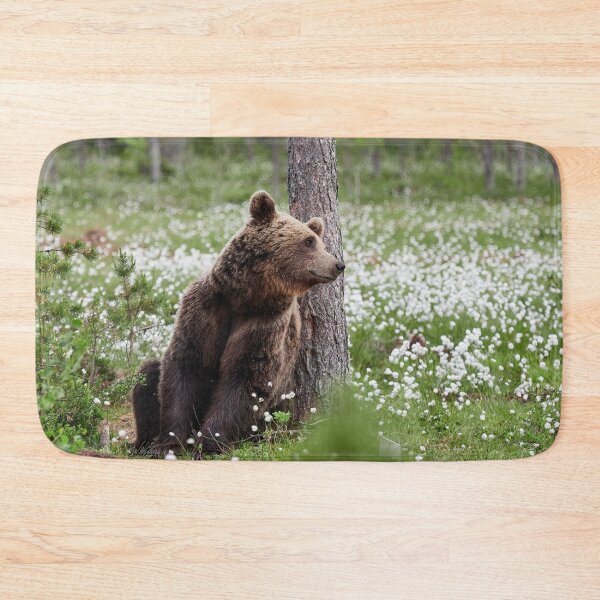 Item preview, Just missing someone. Hare's-tail cottongrass and Brown bear 42 designed and sold by Jouko Lehto Photography.