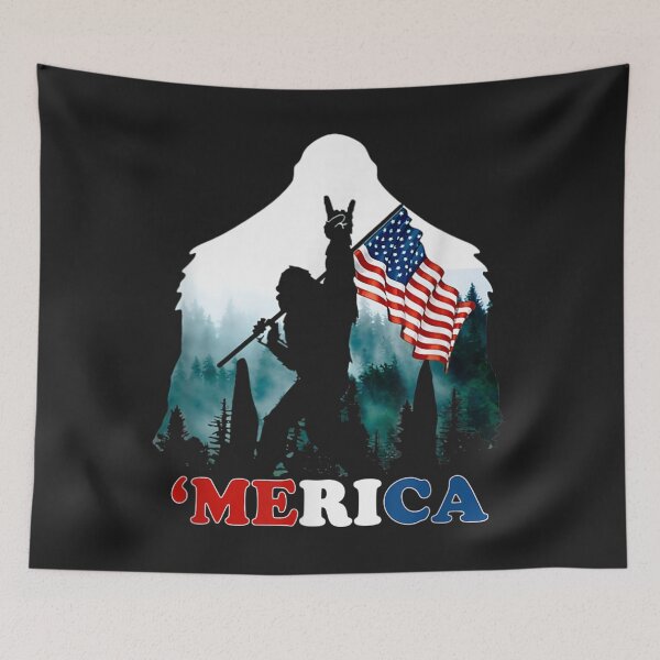 Item preview, Merica Bigfoot Holding American Flag USA 4th of July designed and sold by bar4o3fm.