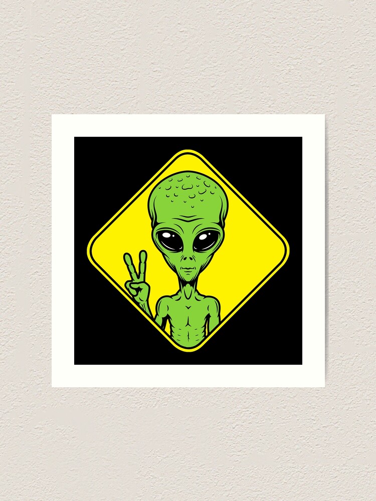 Alien peace road sign