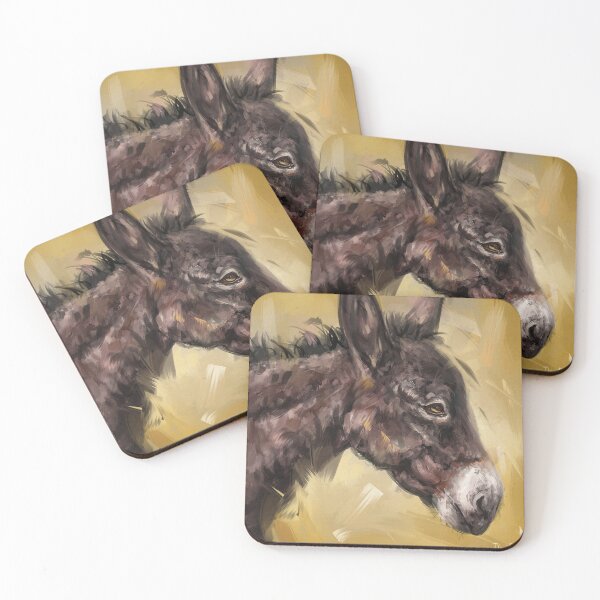 Item preview, Contemporary Painting of an Adorable Donkey on Mustard Background designed and sold by ibadishi.