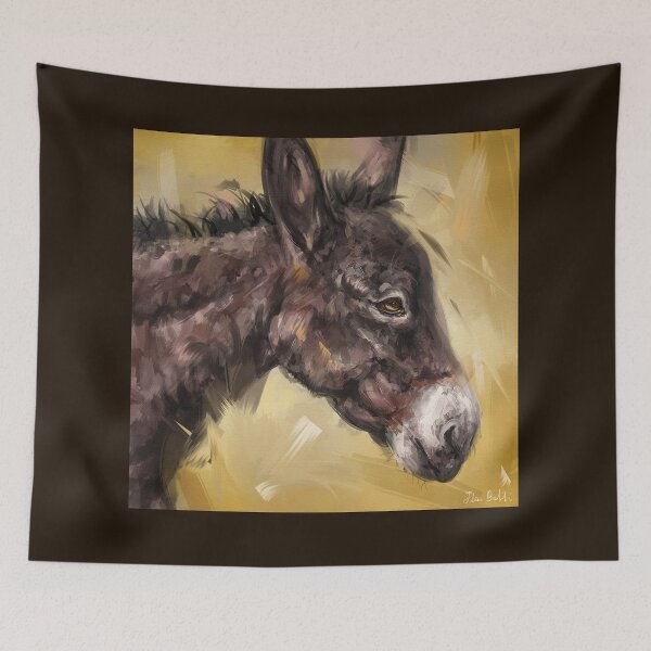 Item preview, Contemporary Painting of an Adorable Donkey on Mustard Background designed and sold by ibadishi.