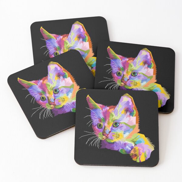 Item preview, Colorful Cat Isolated White Background designed and sold by Peekonet.