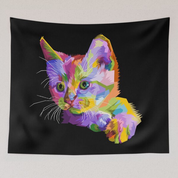 Item preview, Colorful Cat Isolated White Background designed and sold by Peekonet.