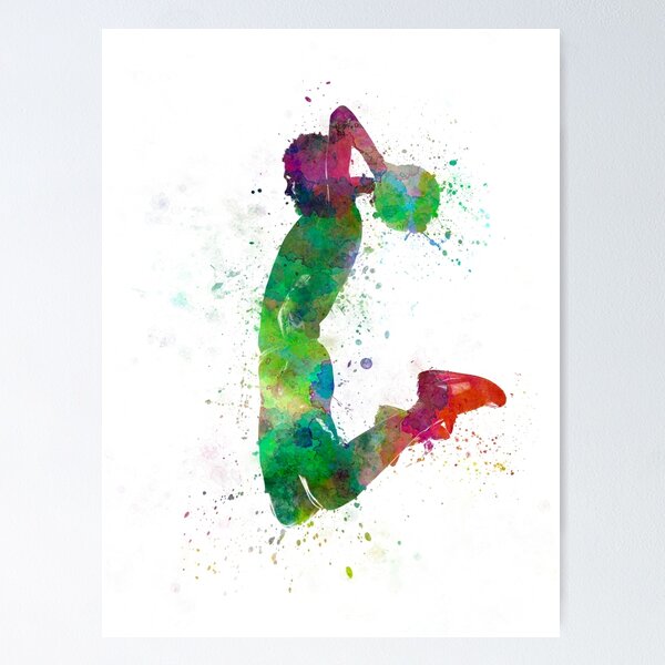 Michael Jordan, Sports Art Print, Basketball Poster, Kids Decor, Watercolor  Contemporary Abstract Drawing Print, Man Cave