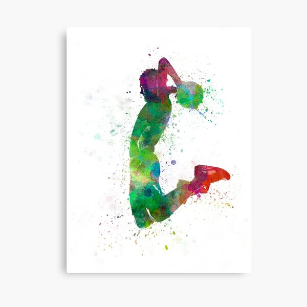 young man basketball player dunking Canvas Print