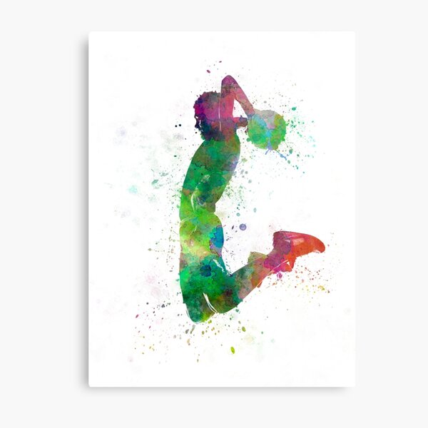 young man basketball player dunking Metal Print