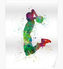 young man basketball player dunking Poster