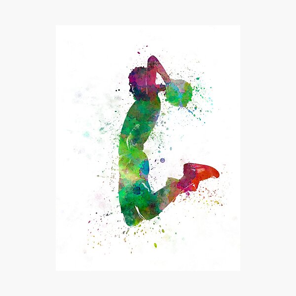 young man basketball player dunking Photographic Print