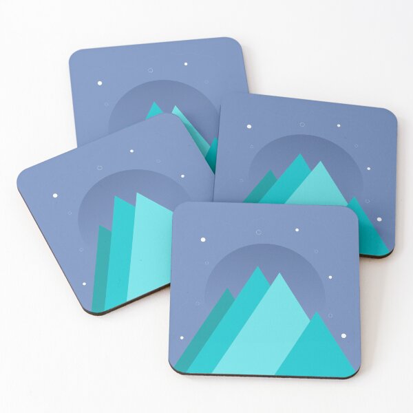 Item preview, TEAL MOUNTAINS PURPLE NIGHT SKY MINIMALIST ILLUSTRATION Purple BG by MiraiDesigns designed and sold by miraidesigns.