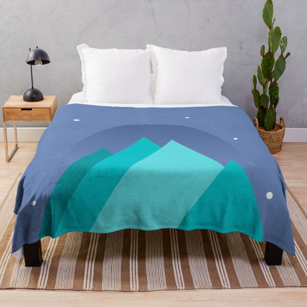 Item preview, TEAL MOUNTAINS PURPLE NIGHT SKY MINIMALIST ILLUSTRATION Purple BG by MiraiDesigns designed and sold by miraidesigns.