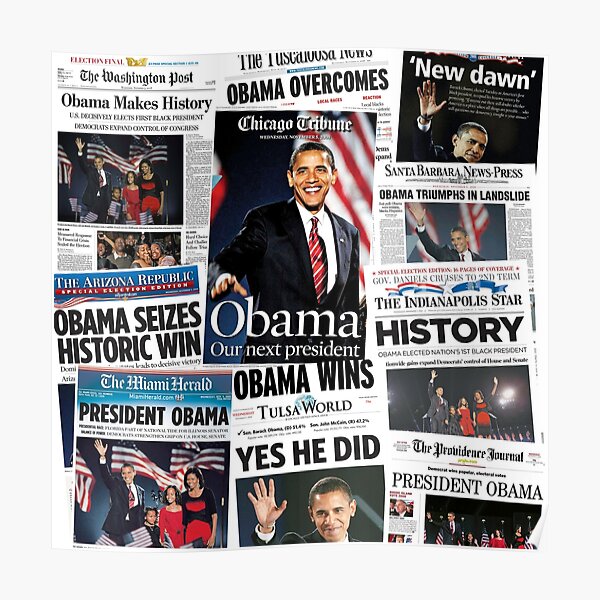 Obama 2008 Commemorative Front Pages Poster