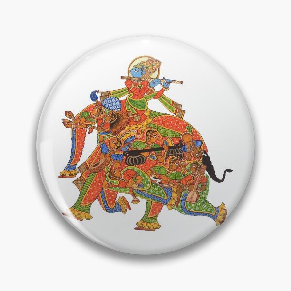 Artikelvorschau, "Narikunjar" Elefantenformation von Frauen und Lord Krishna drucken indische Volkskunst "Phad Painting" entworfen und verkauft von gopalpjoshi.