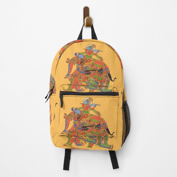 Item preview, "Narikunjar" Elephant formation by women and lord krishna print indian folk art "phad painting" designed and sold by gopalpjoshi.