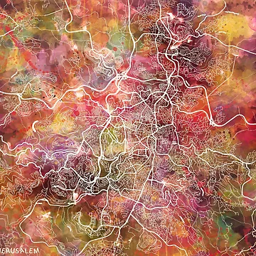 Artwork thumbnail, Jerusalem Map by MapMapMaps