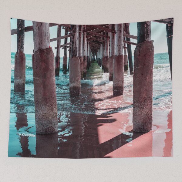 Item preview, Silky Ripples in Mint Greens and Pinks - Californian Cool Under the Newport Beach Pier designed and sold by Georgia Mizuleva.