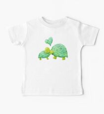 Sweet Turtle Hugs with Heart in Teal, Lime Green and Turquoise Baby Tee