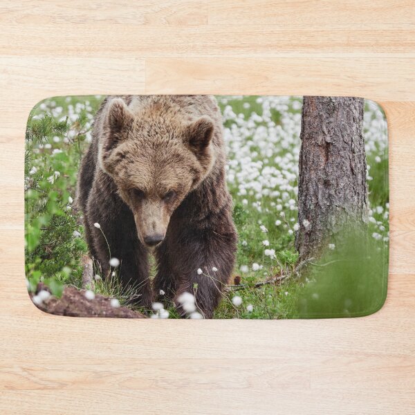 Item preview, Determined. Hare's-tail cottongrass and Brown bear 44 designed and sold by Jouko Lehto Photography.