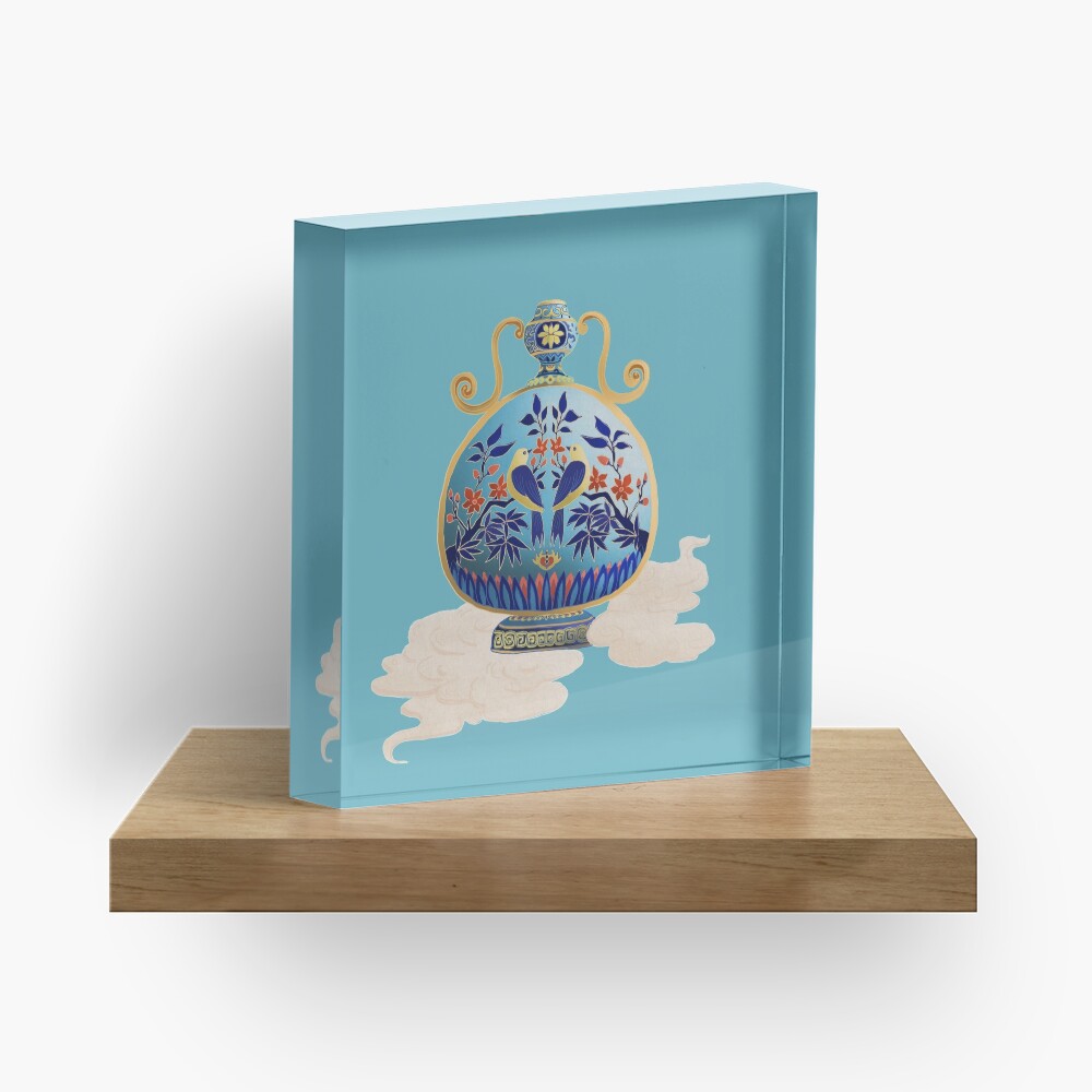 Chinese Style Flower Vase Acrylic Block