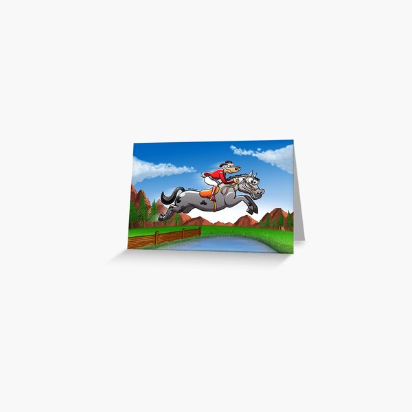Equestrian Jumping Dog Riding a Horse Greeting Card