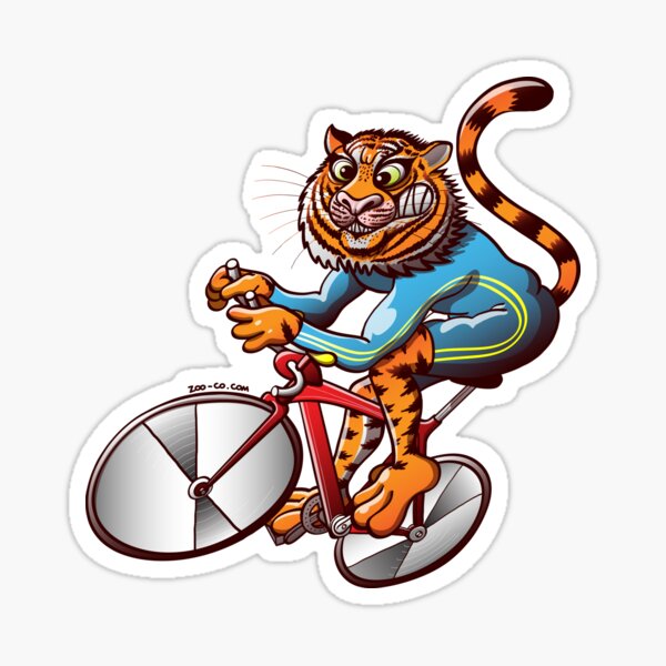 Cycling Tiger Riding a Racing Bicycle Sticker