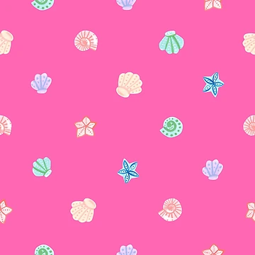 Artwork thumbnail, Handpainted Pink Seashells Raster Pattern by Jekaterina Kotelnikova
