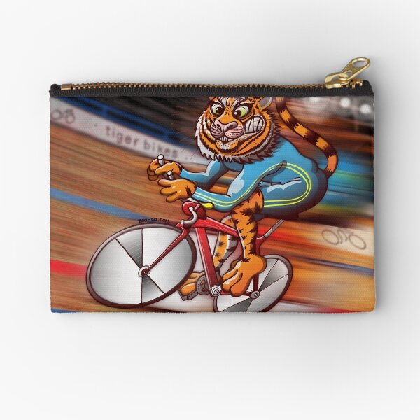 Cycling Tiger Riding a Racing Bicycle Zipper Pouch