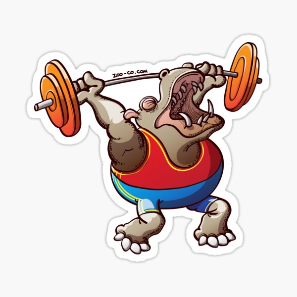 Weightlifting Hippopotamus Sticker