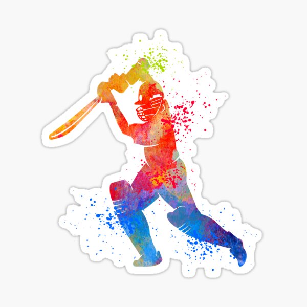 "Cricket Batsman, Watercolour Sports, Cricket Gifts" Sticker for Sale