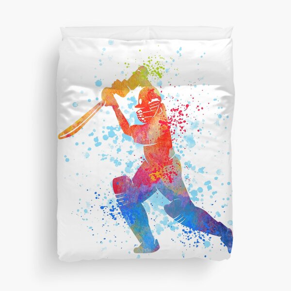 Batteur de cricket, sports d'aquarelle, cadeaux de cricket Housse de couette