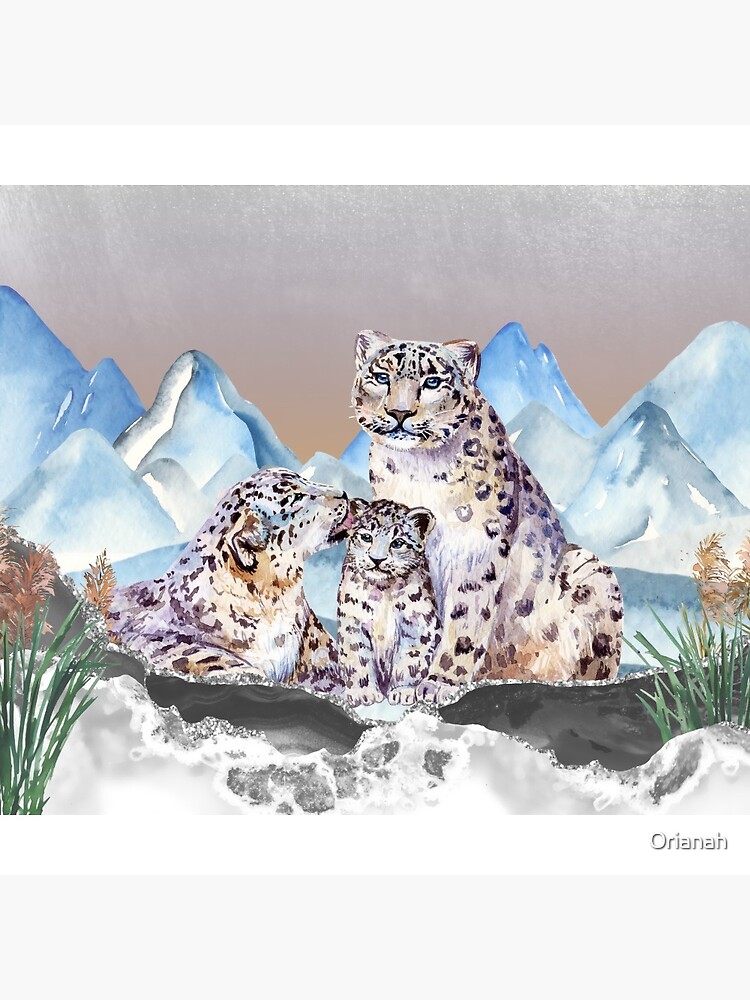 Snow Leopard family love. Coolness and warmth. Pin for Sale by