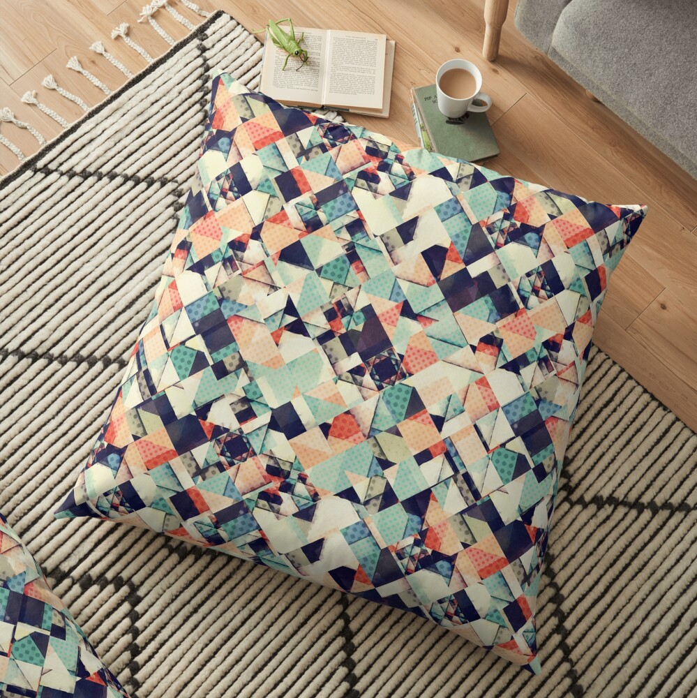 Jumble of Colors And Texture Floor Pillow