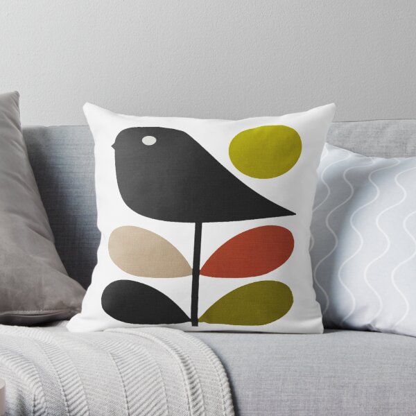 orla kiely- stem flower,bird Throw Pillow