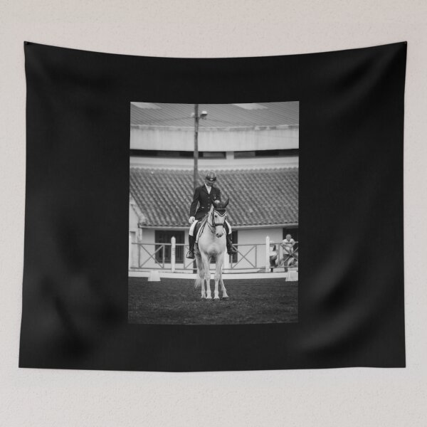 Item preview, Beautiful white Lusitano horse during Dressage competition. Amazing animal. designed and sold by AylaHarbich.